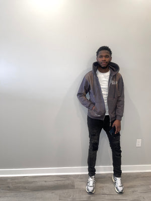 Gray acid wash hoodie