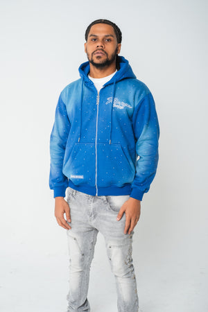 Blue acid wash hoodie