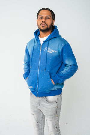 Blue acid wash hoodie