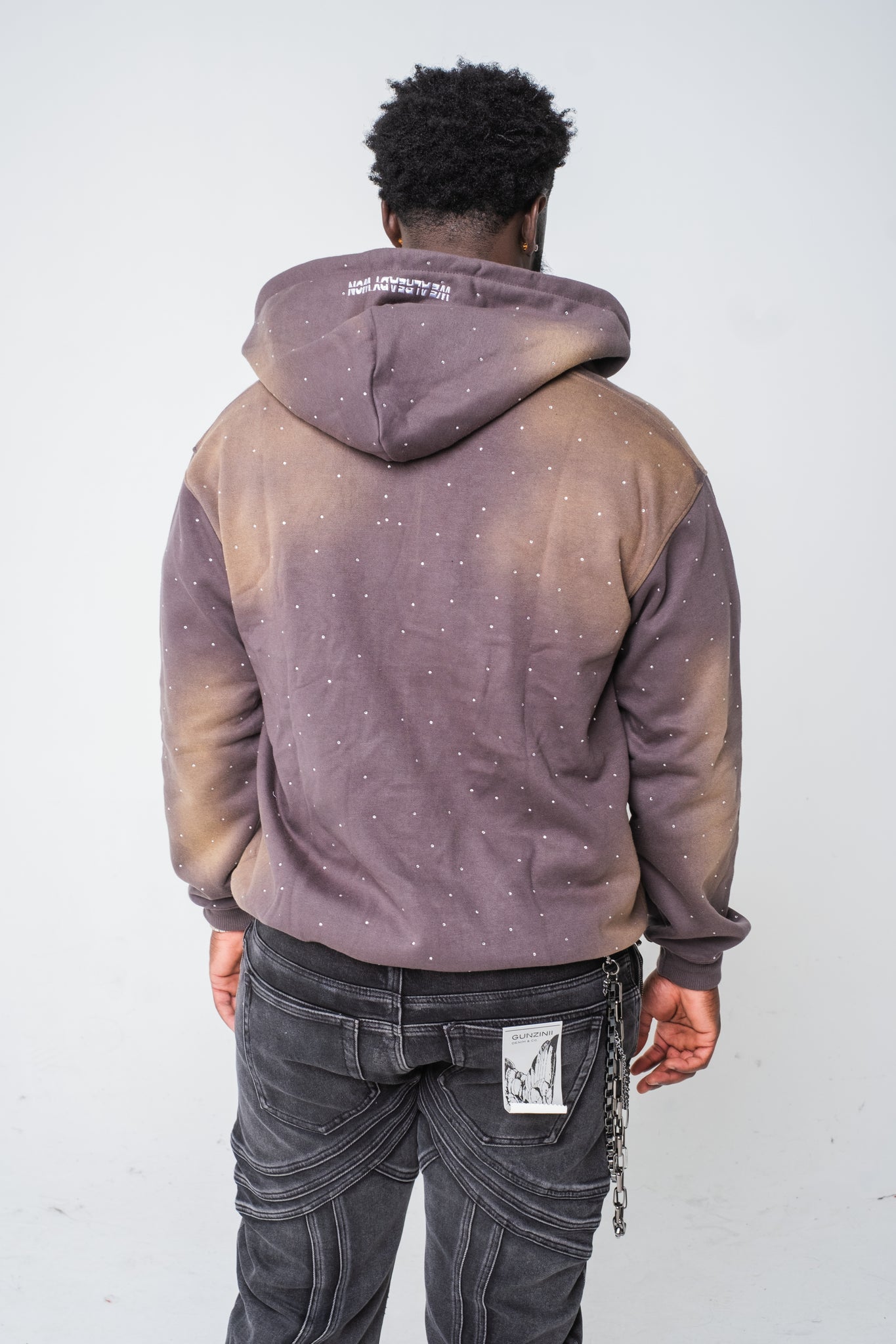 Gray acid wash hoodie